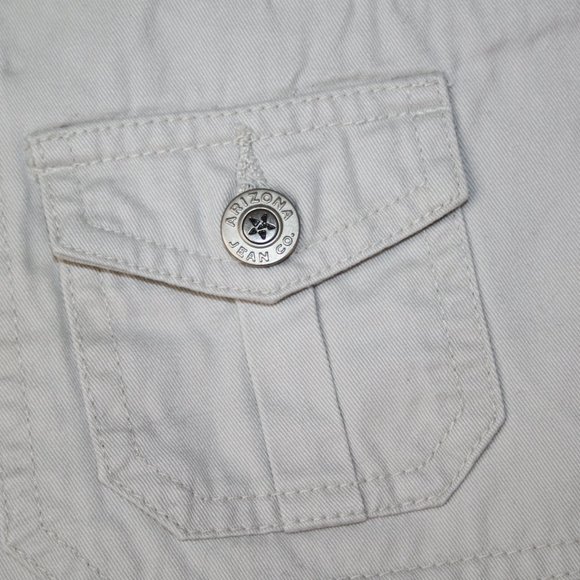 VTG 90s ARIZONA KHAKI CREAM JEAN SHORTS GIRLS SZ 14 REG 100% COTTON MULTI POCKET - Picture 6 of 15